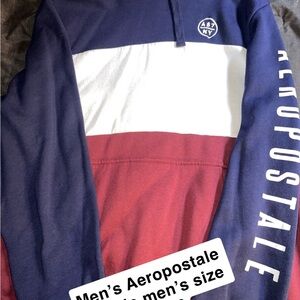 Aeropostale Men's Navy and Maroon Quarter-Zip